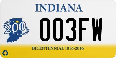 IN license plate 003FW