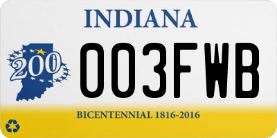 IN license plate 003FWB