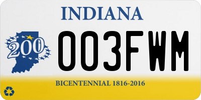 IN license plate 003FWM