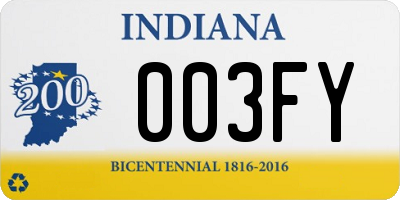 IN license plate 003FY