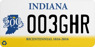 IN license plate 003GHR