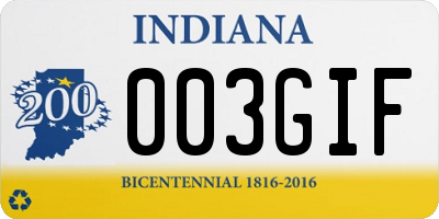 IN license plate 003GIF