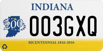 IN license plate 003GXQ