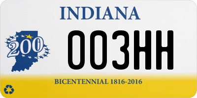 IN license plate 003HH