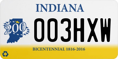 IN license plate 003HXW