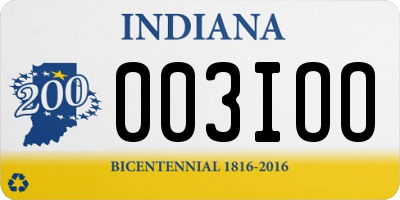 IN license plate 003IOO