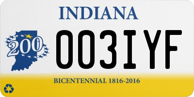 IN license plate 003IYF