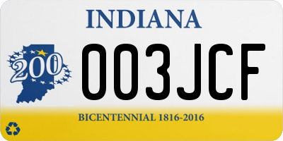 IN license plate 003JCF