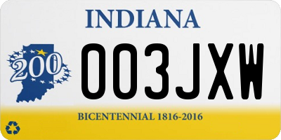IN license plate 003JXW
