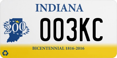 IN license plate 003KC