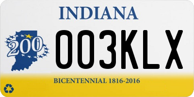 IN license plate 003KLX