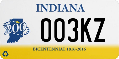 IN license plate 003KZ