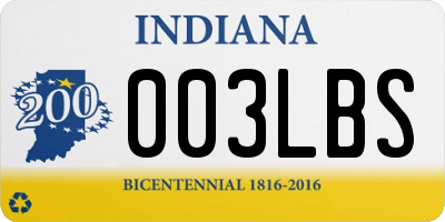 IN license plate 003LBS