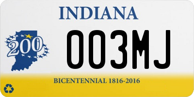 IN license plate 003MJ