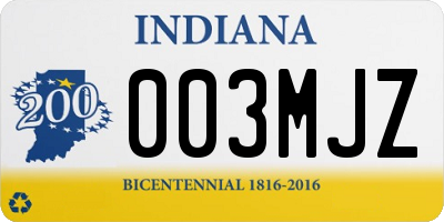 IN license plate 003MJZ