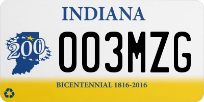 IN license plate 003MZG