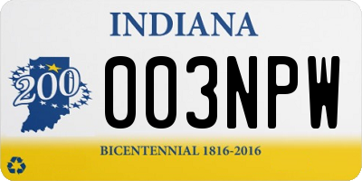 IN license plate 003NPW