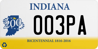 IN license plate 003PA