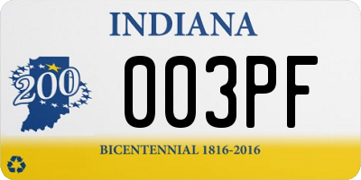 IN license plate 003PF