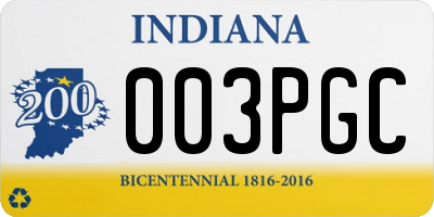 IN license plate 003PGC