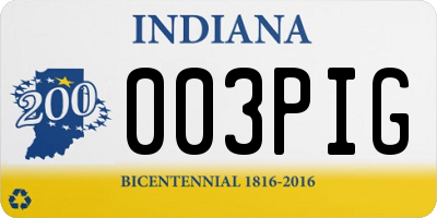IN license plate 003PIG
