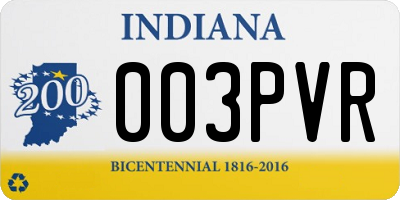 IN license plate 003PVR