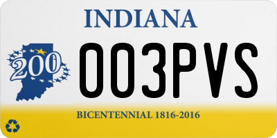 IN license plate 003PVS
