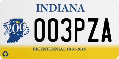 IN license plate 003PZA