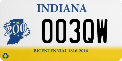 IN license plate 003QW