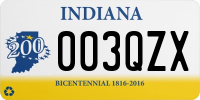 IN license plate 003QZX
