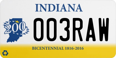 IN license plate 003RAW