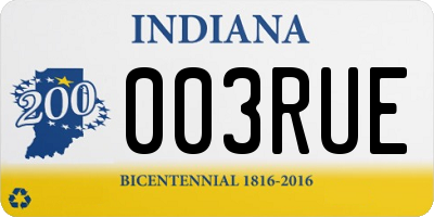 IN license plate 003RUE