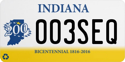 IN license plate 003SEQ