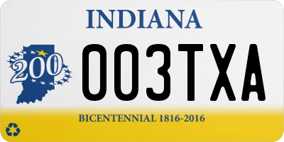 IN license plate 003TXA