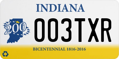 IN license plate 003TXR