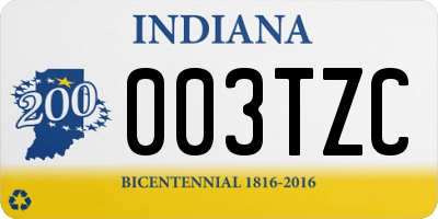 IN license plate 003TZC