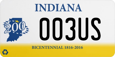 IN license plate 003US