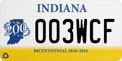 IN license plate 003WCF