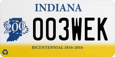 IN license plate 003WEK