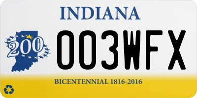 IN license plate 003WFX