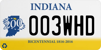 IN license plate 003WHD