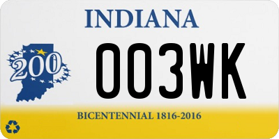 IN license plate 003WK