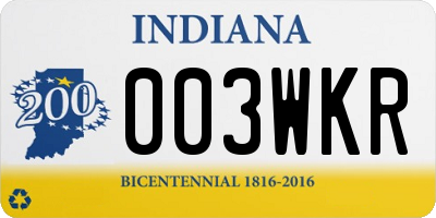 IN license plate 003WKR