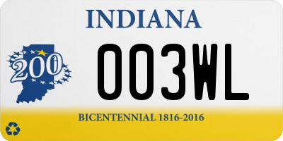 IN license plate 003WL