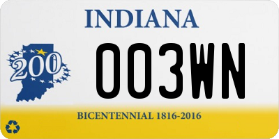 IN license plate 003WN