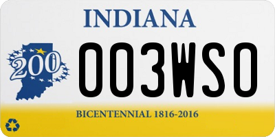 IN license plate 003WSO