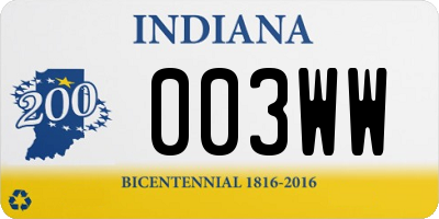 IN license plate 003WW