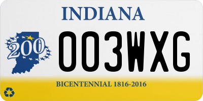 IN license plate 003WXG