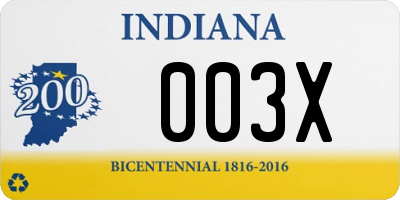 IN license plate 003X