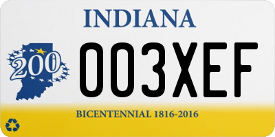 IN license plate 003XEF